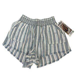 Rewash Brand Womens Striped Linen Blend Beach Shorts Frayed Hem Size M